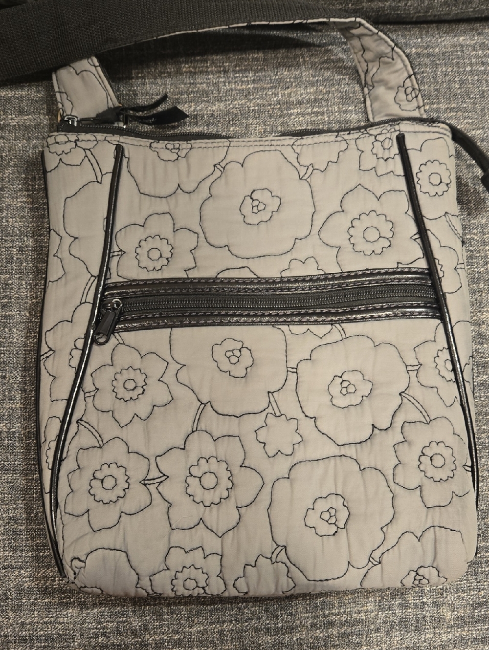 Vera Bradley Gray And Black Quilted Crossbody